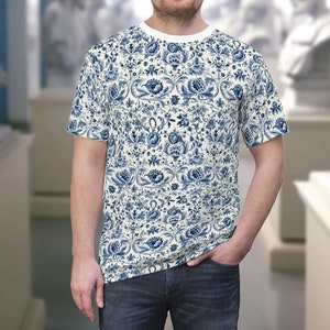 Incredible Porcelain Pattern T Shirt - Unisex All Over Print - AOP Shirt - Delft Pattern