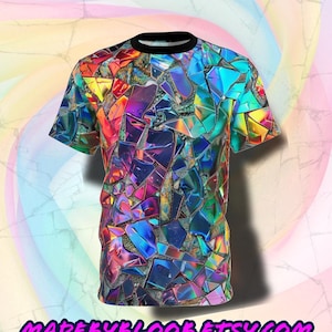 Fractured Stained Glass Rainbow Pattern on AOP Shirt - Happy Pride - All Over Print T-Shirt - AOP Tee Shirt - Unisex All Over Print T Shirt