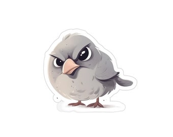 Angry Pigeon - Sky Rat - Rainbow Oil Slick Text - Pigeon Sticker - High Quality Indoor/Outdoor Sticker - Water Resistant - Transparent