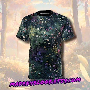 Forest Blooms - Cute Anime Nature Pattern on AOP Shirt - all over print T-Shirt - AOP Tee Shirt - Unisex All Over Print T Shirt