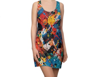 Artsy Paint Splatter Pattern Dress - Fun and Funky Dress - All Over Print Dress - Women's AOP Lightweight Racerback Dress