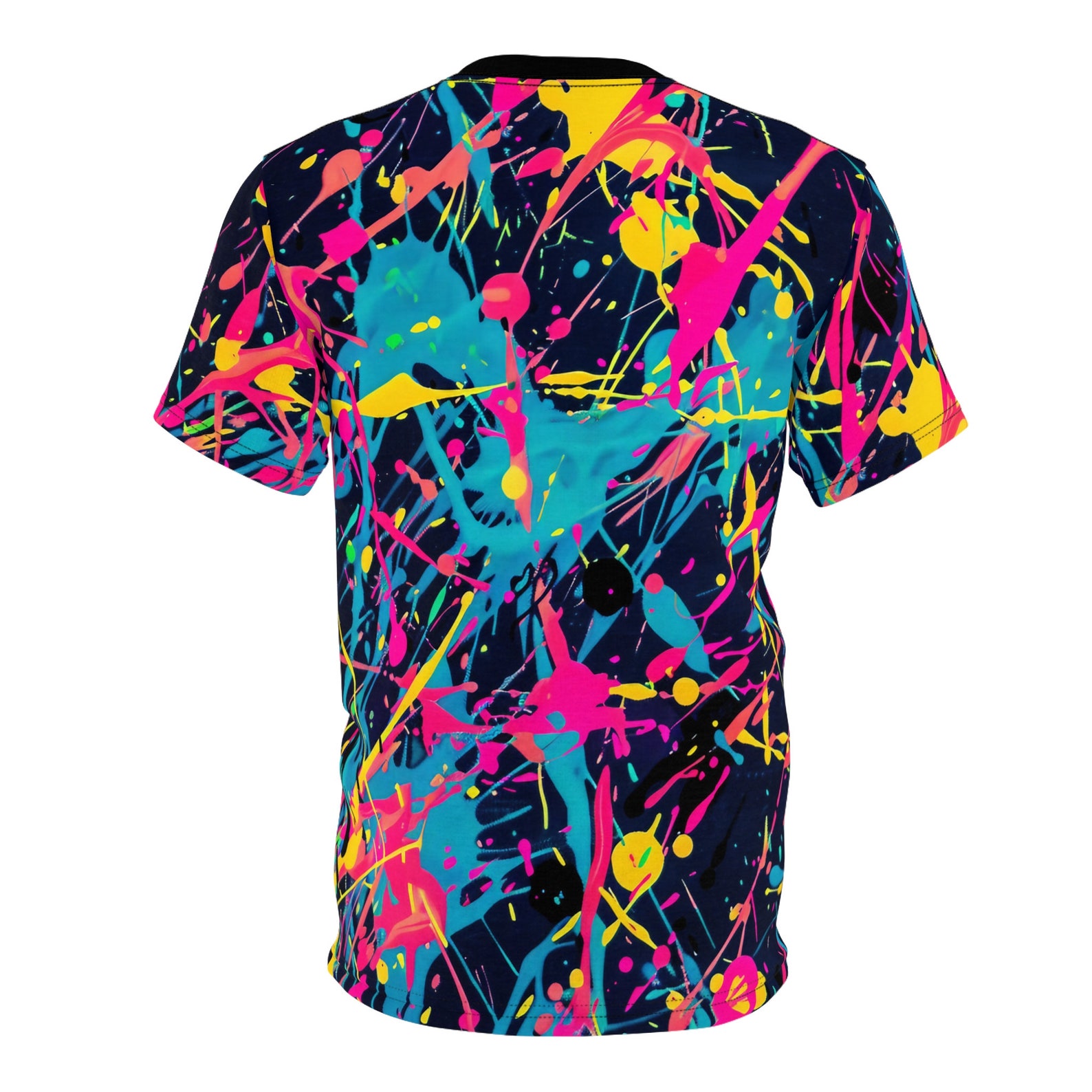 Paint Splatter Pattern on Black AOP Shirt - Rad Paint Shirt - Funky All ...