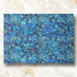 Ocean Blue Mosaic Tile Print - Tempered Glass Cheese Board and Serving Tray