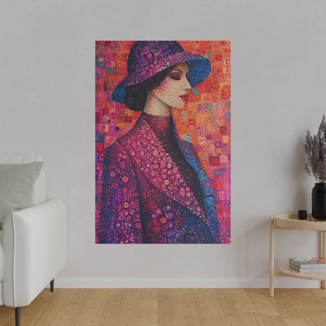 Pink and Purple Perfection - Vibrant Pointillism Portrait Painting of a ...