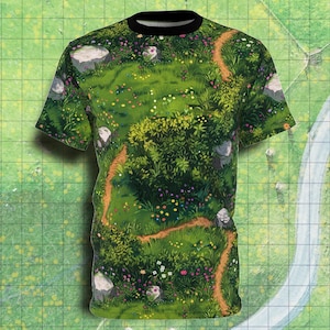 Battle Map - idyllisch pad door veldpatroon op AOP-shirt - T-shirt met all-over print - AOP T-shirt - uniseks T-shirt met all-over print