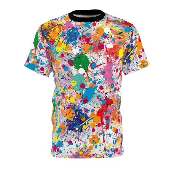 Paint Splatter Pattern on White AOP Shirt - Rad Paint Shirt