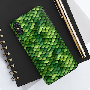 Awesome Green Dragon Scales Pattern Print on iPhone Case - Tough Phone Cases