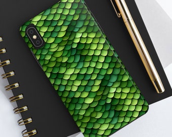 Awesome Green Dragon Scales Pattern Print on iPhone Case - Tough Phone Cases