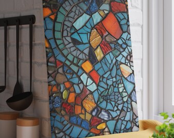 Impresión de azulejos de mosaico - Tabla de cortar de vidrio templado y bandeja para servir