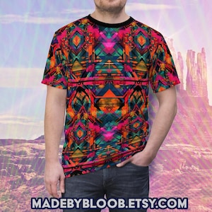 Loud Psychedelic Geodesic Pattern AOP Shirt - Funky all over print T-Shirt -  AOP Tee Shirt - Unisex All Over Print T Shirt