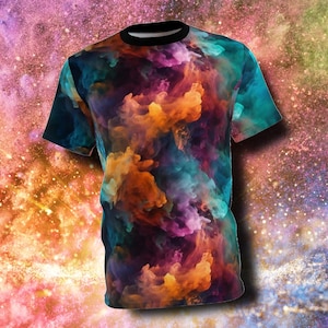 Colorful Smoke Nebula - Holi - Tie Dye - all over print T-Shirt -  AOP Tee Shirt - Geometric Color pattern - Unisex All Over Print T Shirt