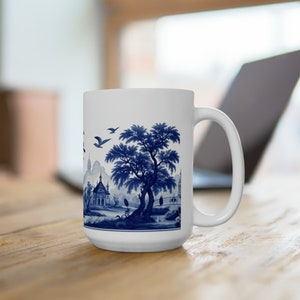 Pretty Delft / China Style Park impreso en taza de cerámica de 15 oz