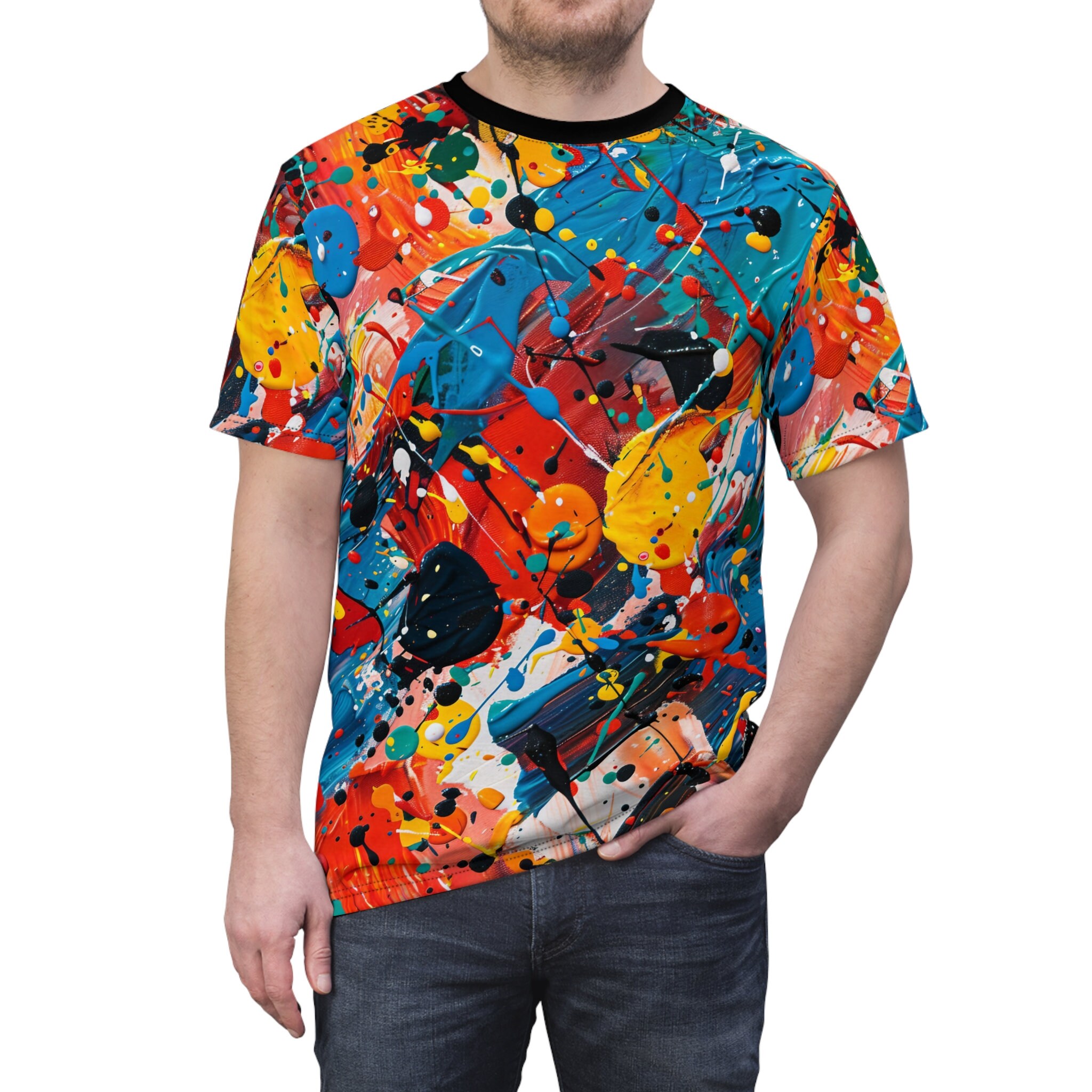 Paint Splatter Pattern on AOP Shirt - Artsy Paint Shirt