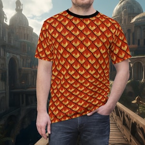 Flame Scale Armor AOP Tee Shirt - Flaming Fist Armor Shirt - All Over Print - Unisex All Over Print T Shirt - Envío gratis en EE. UU.
