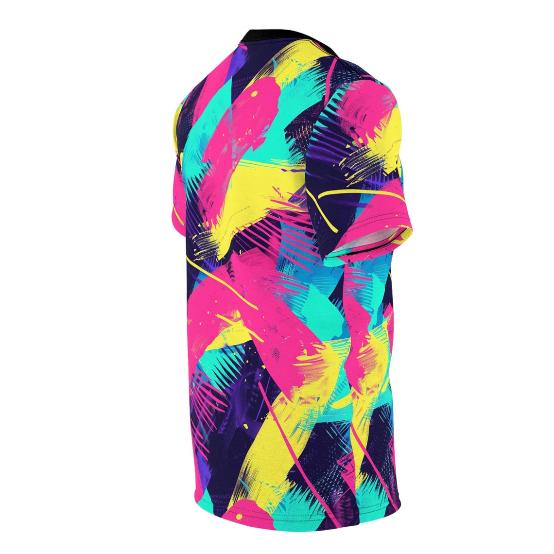 Abstract Brushstroke T-shirt - Colorful Graphic Tee, Artsy Pattern Top ...