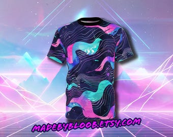 Camiseta psicodélica con estampado integral Vaporwave – Camiseta unisex divertida