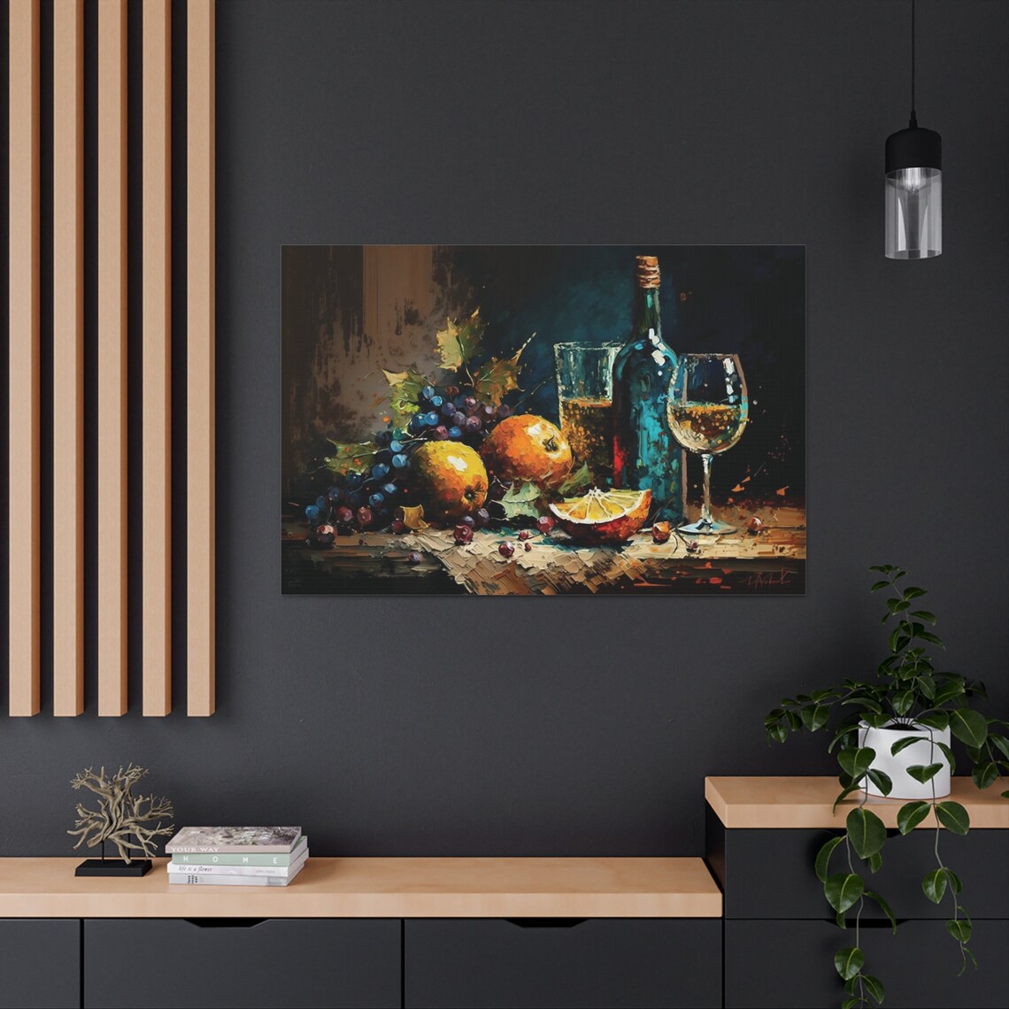 Wine and Fruit - Still Life Oil Painting Print - High Quality Print on ...