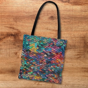 Magical Rainbow Mermaid Scales - All Over Print Tote Bag - Mermaid - Dragon - Fairy - Reusable Bag