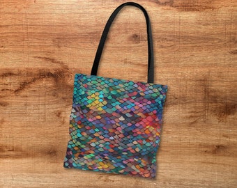Magical Rainbow Mermaid Scales - All Over Print Tote Bag - Mermaid - Dragon - Fairy - Reusable Bag