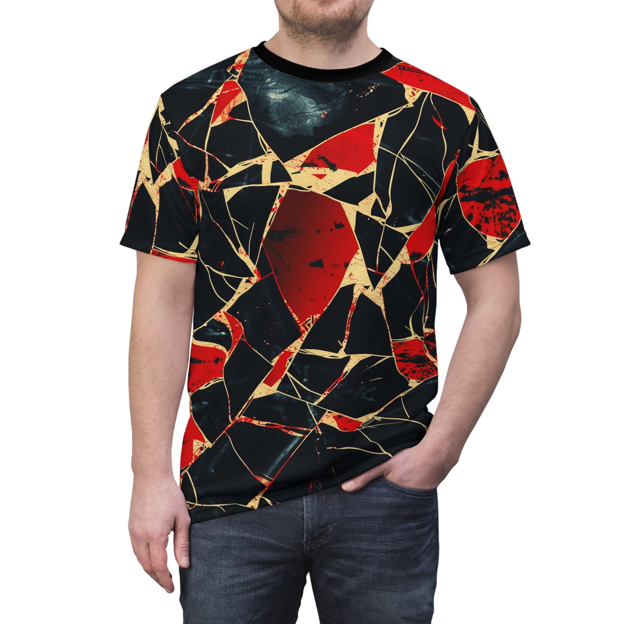 Red Black Gold Marble Print T-shirt – Unisex AOP Tee - Etsy