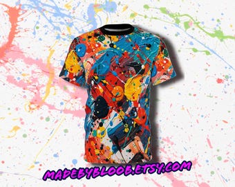 Paint Splatter Pattern on AOP Shirt - Artsy Paint Shirt