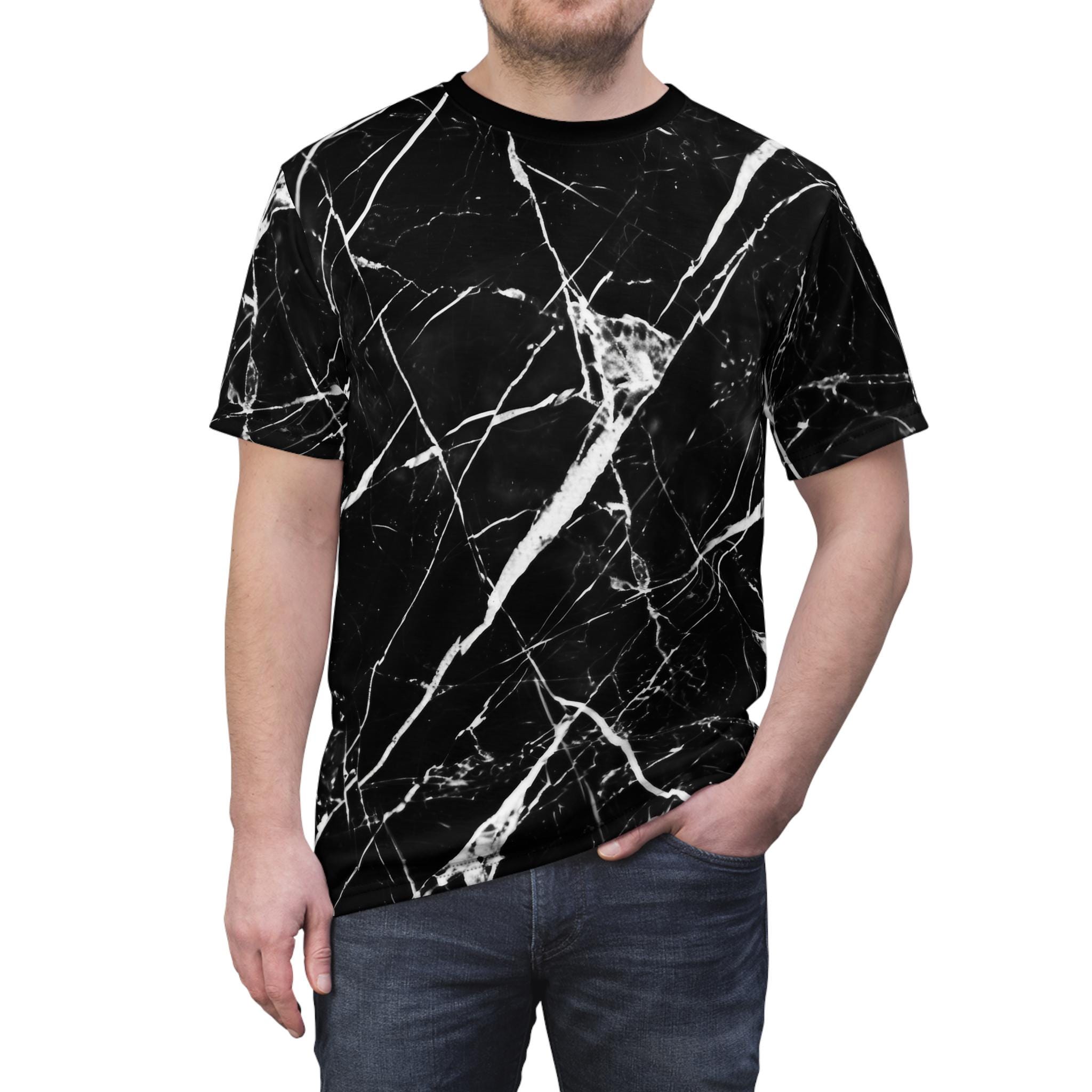 Classic Elegance - Black and White Marble AOP Tee Shirt - All Over