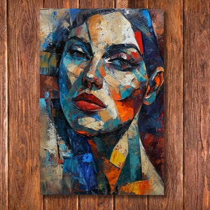 Abstract Painting of a Beautiful Woman - Oil Painting - Portrait of a Woman - Impasto Painting - Painting Printed on Canvas