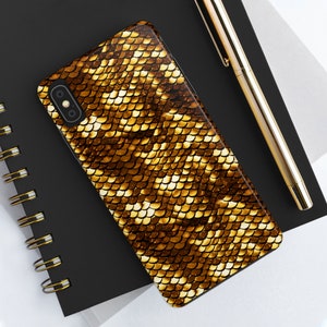 Rad Gold Dragon Scales Pattern Print on iPhone Case - Tough Phone Cases