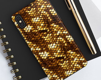 Rad Gold Dragon Scales Pattern Print on iPhone Case - Tough Phone Cases
