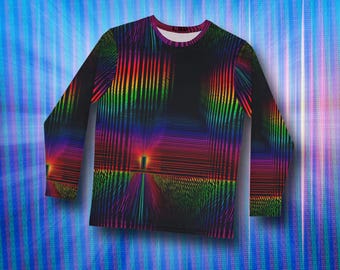 Degauss - Cyberpunk Rainbow Trippy Lines-shirt met lange mouwen
