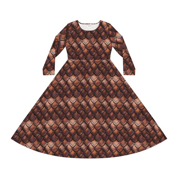 Leather Scale Armor - Fun and Comfy Dress but It Looks Like Armor - Armor  All Over Print - Ren Faire - Women's Long Sleeve Dance Dress (AOP) - Etsy