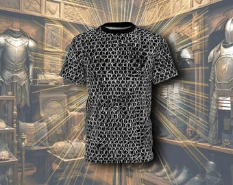 Chainmail Armor - Metal Armor Rings Pattern - AOP Chain Shirt - All Over Print T-Shirt - AOP Tee Shirt - Unisex All Over Print T Shirt