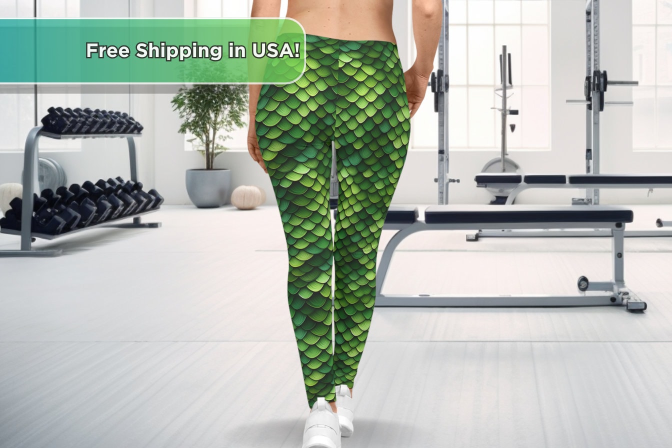 Green scale leggings Etsy Mexico
