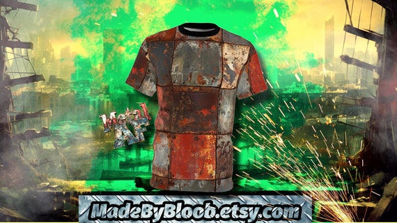 Metal AF - Rusty Scrap Steel Plate Armor Pattern Unisex Tee, All Over Print Shirt, Unique Casual Wear, Heavy Metal Tee