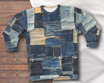 Camouflage Patchwork Streetwear Jeans – Vintage 90s Upcycled Denim