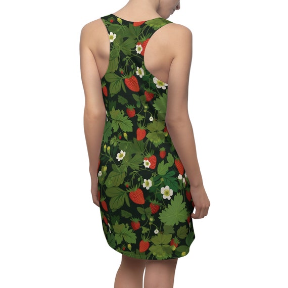cute racerback dresses Strawberry Plant Dress - Women's Racerback AOP Lightweight Dress