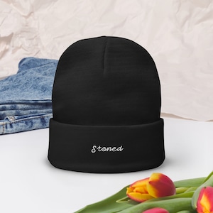 Black and White- Stoned- Stoner Beanie