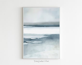 Ocean Art, Minimalist Watercolor, Abstract Minimalist Landscape, Arctic Landscape Print, Digital Download, Printable, Minimalist Home Decor