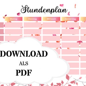 Rose timetable download digitally as a PDF pink