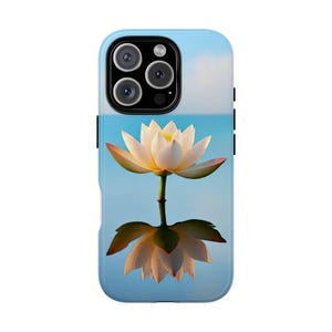 Lotus Flower Phone Case, Minimalist Tough Case, Floral iPhone Cover, Nature Lover Gift, Art Phone Protector