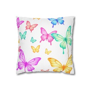 Colorful Butterfly Pillowcase, Vibrant Home Décor, Floral Cushion Cover, Gift for Nature Lovers, Spring Decorative Pillow