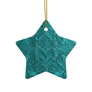 Ceramic Holiday Ornament, Star Shape, Home Decor, Christmas Decoration, Gift for Tree, Custom Ornament, Handmade