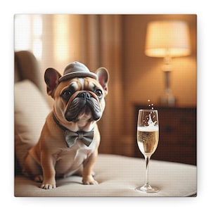 Charming Dog Art Canvas, Pet Lover Decor, French Bulldog Wall Art, Unique Home Decor, Gift for Dog Owners, Canvas Print