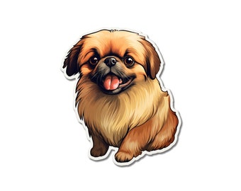 Peut inclure: Un chien pékinois brun et fauve avec une expression joyeuse. Le chien a un pelage court et duveteux et un nez noir.