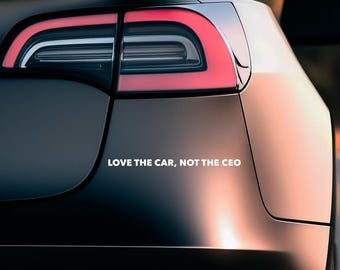2 vinilos para coches Tesla "Ama el coche, no al CEO" versión pequeña
