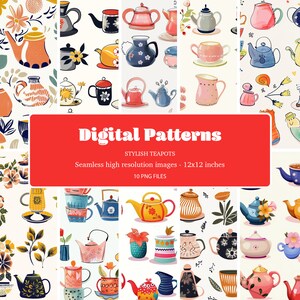Digitalt papper med vintagetekannor, 12x12 PNG-mönster (digital nedladdning)