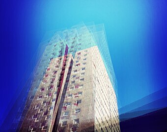 Abstract Multi-Exposure skyscraper Architecture photography. Impressively detailed cityscape wall decorations, instant download