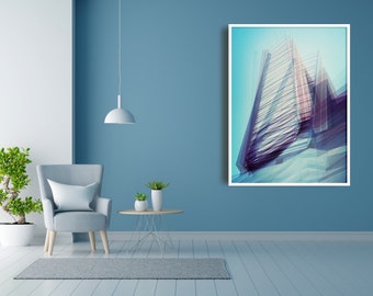 Abstract Multi-Exposure skyscraper Architecture photography. Impressively detailed cityscape wall decorations, instant download