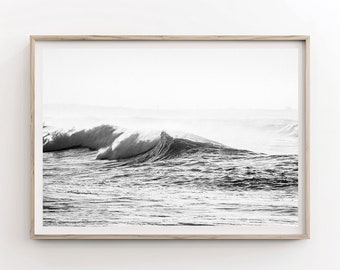 Black and White Ocean Wave Print – Coastal Photography (Digital Download)