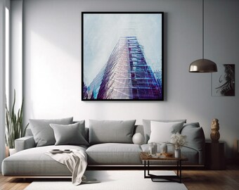 Abstract Multi-Exposure skyscraper Architecture abstract photography. Impressively detailed cityscape wall decorations, instant download